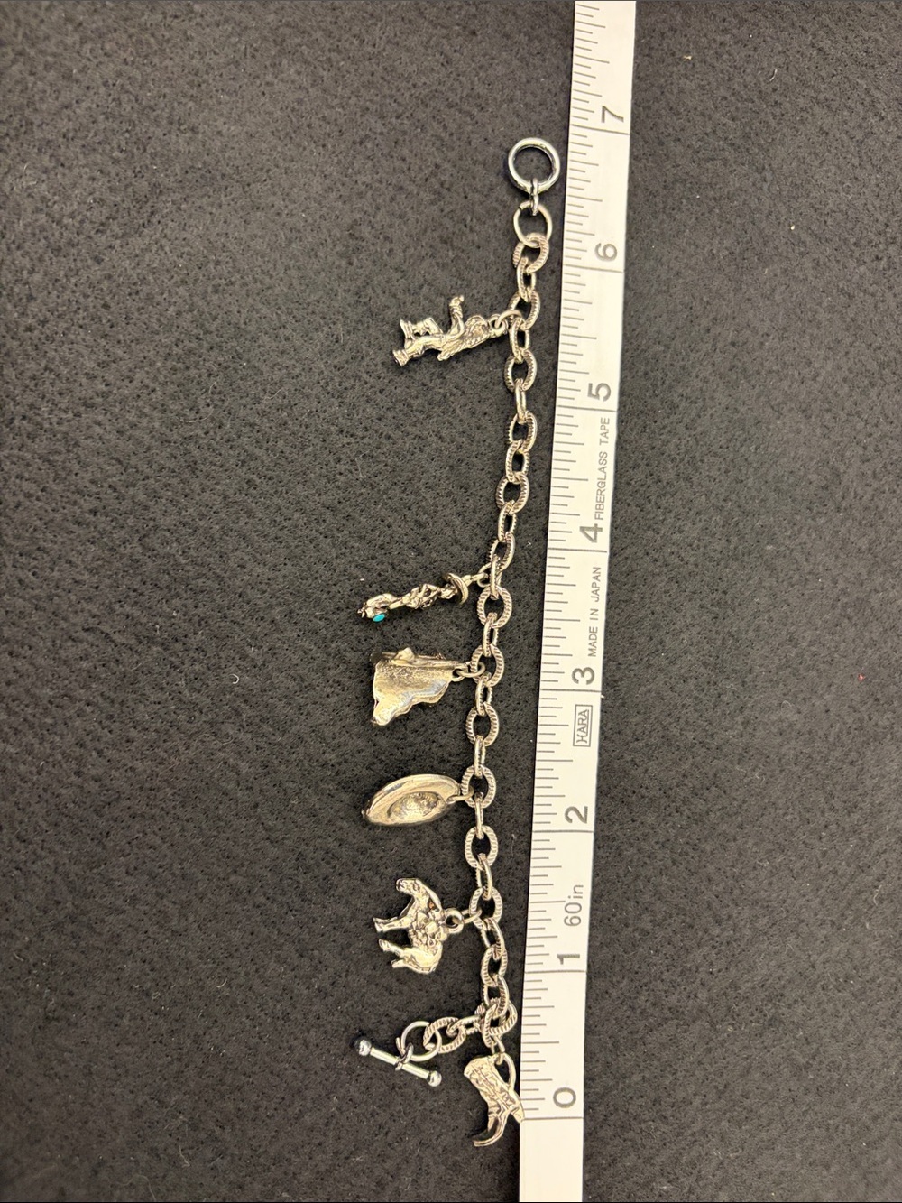 Silver-Tone Western Charm Bracelet with Turquoise Accents - Picture 10 of 10